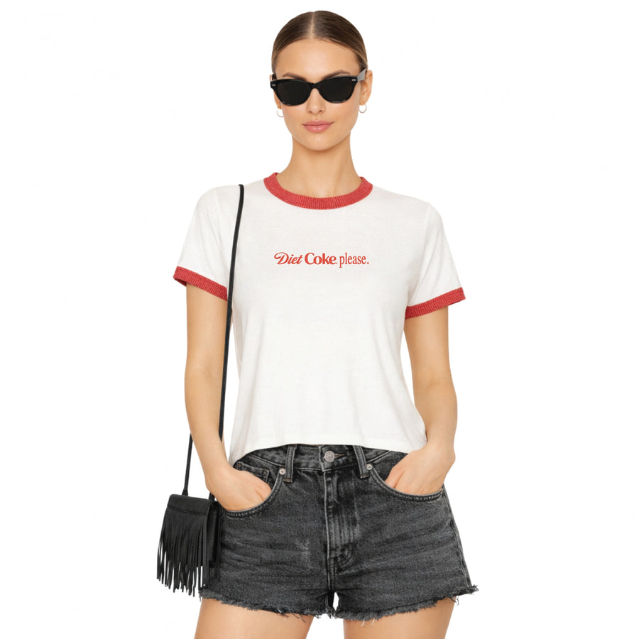 Diet Coke Please Red - Perfect Ringer Tee - White & Red