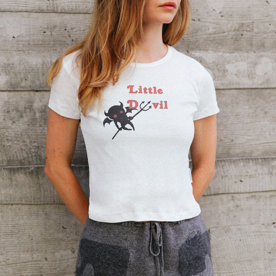Little Devil - Baby Tee - White