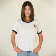 USPS Badge - Perfect Ringer Tee - Bone & Navy Snow