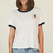 USPS Badge - Perfect Ringer Tee - Bone & Navy Snow