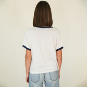 USPS Badge - Perfect Ringer Tee - Bone & Navy Snow