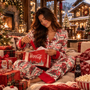 Happy Coca-Cola Holidays - Silky PJ Set - White & Red
